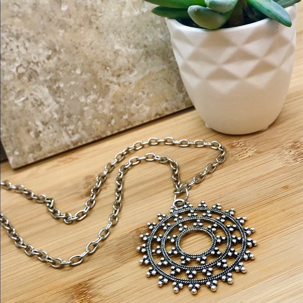 Long Necklace Handmade Repurposed Pendant